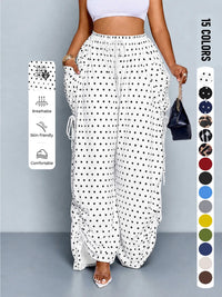 White background with black polka dots