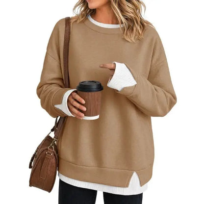 Women's Fake Two‑Piece Oversized Sweatshirt, Casual Long Sleeve Pullover Top