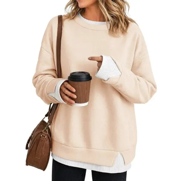 Women's Fake Two‑Piece Oversized Sweatshirt, Casual Long Sleeve Pullover Top